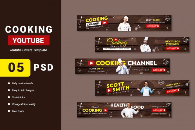 Cooking Blog Channel Youtube Banner Template - Free Download