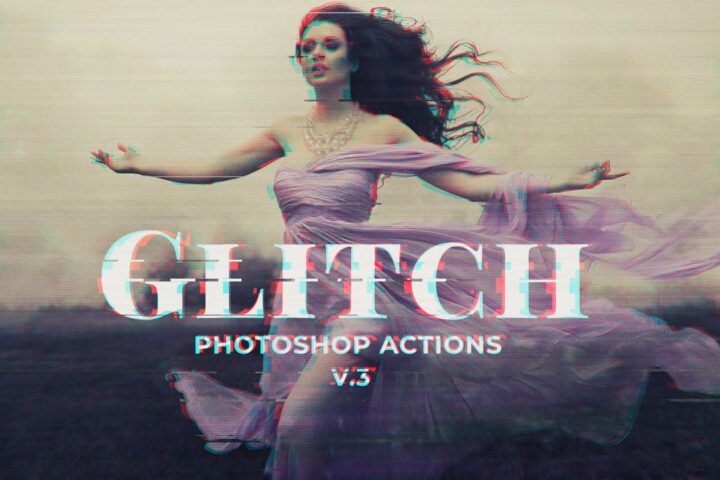 Retro Glitch Photo Effect, Actions and Presets Including: photo