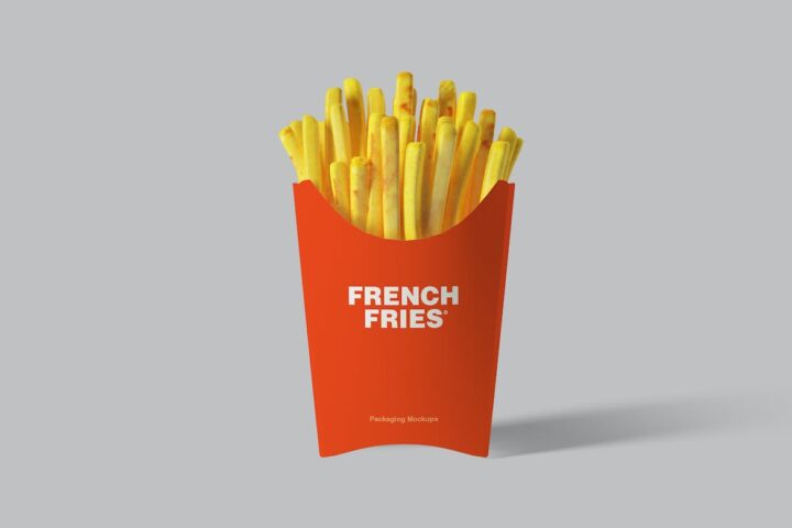 French Fries Packaging Mockup Set on Yellow Images Creative Store